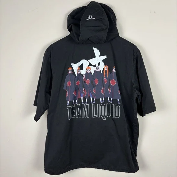 Team Liquid x Naruto Shippuden Akatsuki Tech Hoodie Jersey Mens M Black Anime - Picture 1 of 14